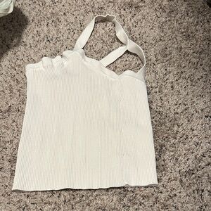 Chic White Ribbed Women's Crop Top
